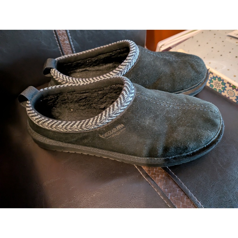 Koolaburra by UGG Womens Black Suede Faux Fur Slippers Braid Trim Clogs Size 9‎ - Picture 3 of 5